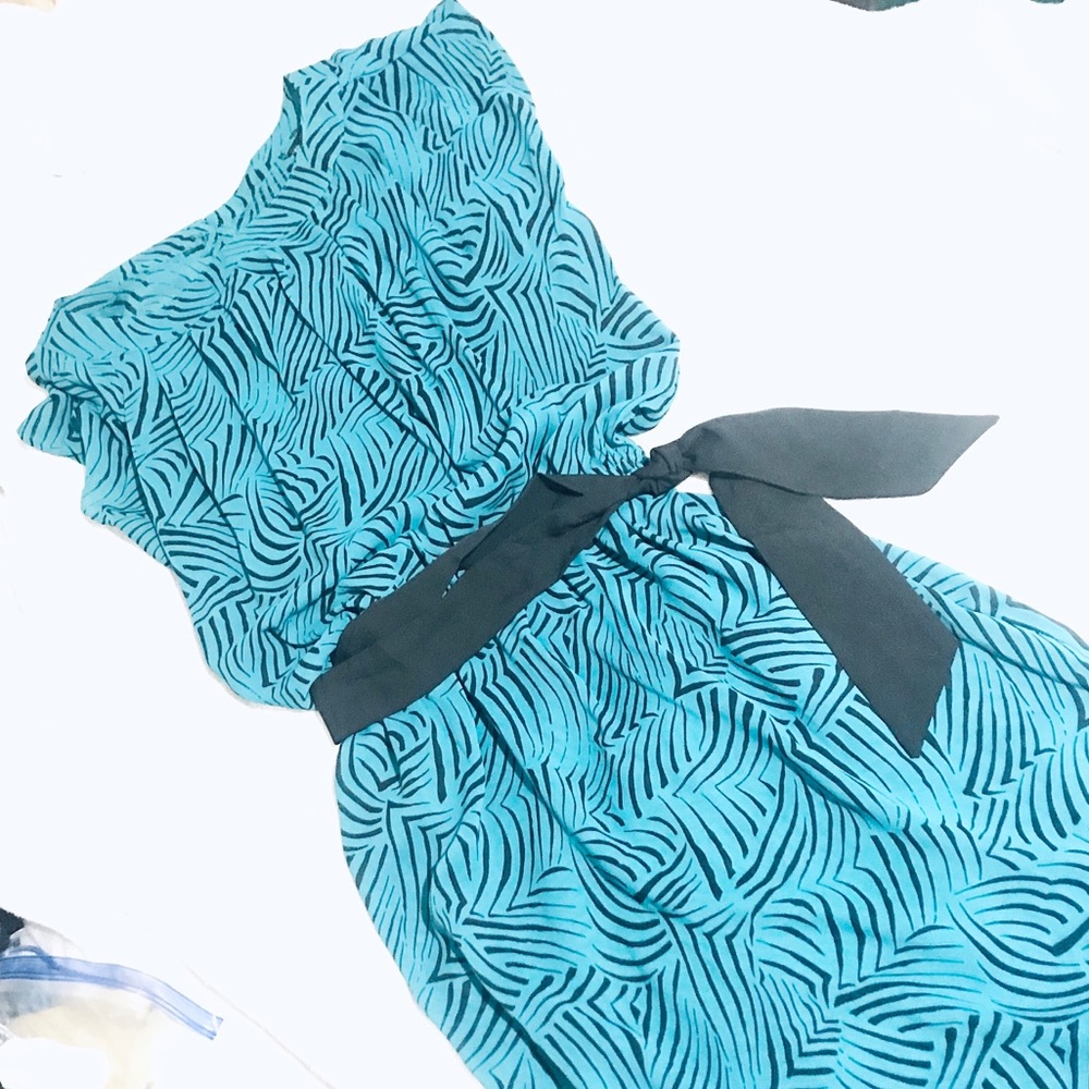 VTG “Blouson Style”Midi Dress Brush Stroke Pattern